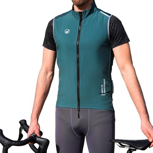 IMPALAPRO Chaleco Cortavientos Ciclismo Hombre Ultraligero, Transpirable y Resistente - Protección Contra el Viento y la Lluvia - Chaleco Ciclismo Hombre (XL, Verde Oscuro)