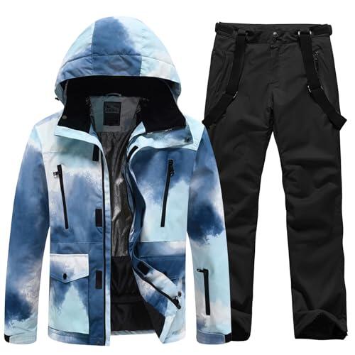 Conjunto de chaqueta y pantalones de esquí para hombre, traje de nieve impermeable, exterior, invierno, montaña, nieve, chaqueta de snowboard, resistente al viento, traje de esquí changjia, S