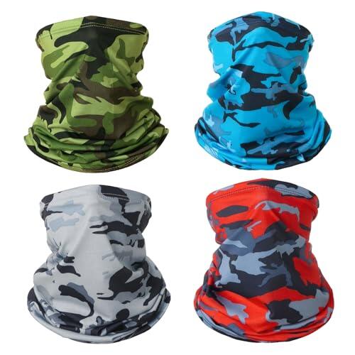 KEYRI 4 Piezas Pañuelo de Hombre Mujer Calentador de Cuello Braga Cuello Moto Mascarilla Multifuncional Deporte Calentador Pasamontañas Máscara de Esquí Ciclismo Senderismo Correr Aire Libre (Vistoso)