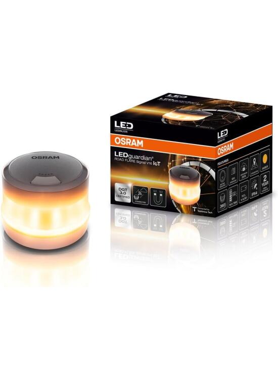 OSRAM LEDguardian Road Flare Signal V16 IoT, luz de Advertencia LED certificada DGT 3.0, Uso obligatorio en España, 1900K, localización en Tiempo Real