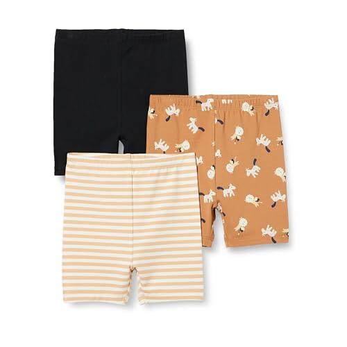 Amazon Essentials Bebé-Niñas Pantalón Corto de Ciclismo, Paquete de 3, León Y Poni/Negro/Rayas, 4 años