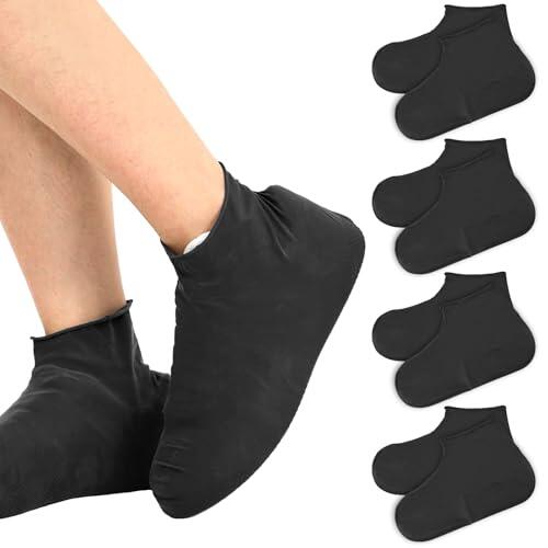 4 Pares de Cubre Zapatos Impermeable Lluvia Talla L (38-46), Protector Calzado Lluvia, Antideslizantes Funda Zapatos Lluvia Cubrezapatos Impermeable de Silicona para Nieve y Caminos Embarrados (Negro)