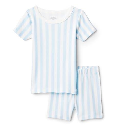 Amazon Essentials x Sofia Grainge Conjunto de Pijama de Manga Corta para Verano de la Colección Mamá y Yo para Mujer y Niña, Azul Pastel Rayas, 6-9 Meses