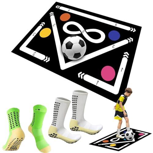 HLGKBY Tapete de Entrenamiento de Pasos de fútbol, ​​tapete de Entrenamiento de fútbol, ​​tapete de Entrenamiento de pies de fútbol Antideslizante, tapete de Entrenamiento de absorción de Impactos