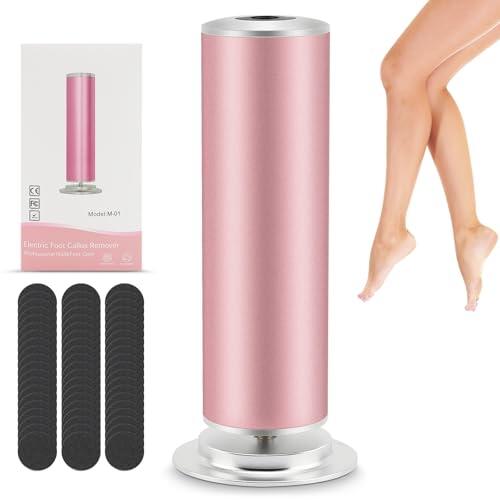 Escofina eléctrica profesional para pies - Lima eléctrica para pies de 550 RPM con 60 discos exfoliantes reemplazables, elimina callos y piel muerta sin esfuerzo (aluminio, velocidad ajustable)