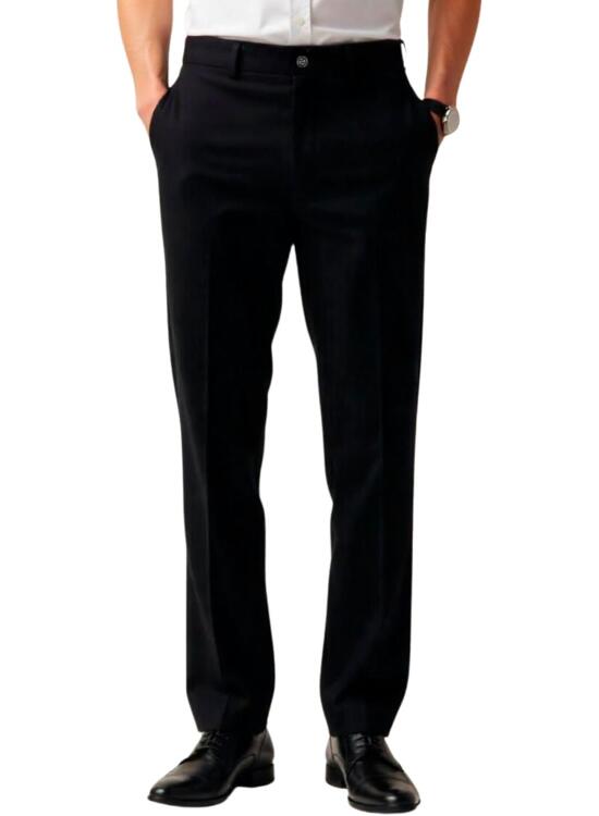 MAGIC SELECT Pantalón de Traje para Hombre. Pantalón Negro de Vestir de Corte Recto con Pliegues y Bolsillos para Usar en Oficina, Trabajo, Camarero, Dependiente de Tienda. OTOÑO - Invierno