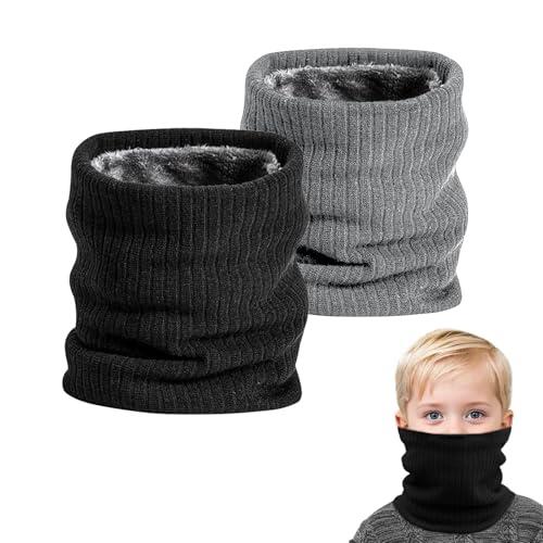SEFIRST 2 Piezas Tubos de Invierno para Niños, Bufanda de Tubo de Esquí, Bucle, Calentador de Cuello, Térmica Resistente al Viento para Ciclismo, Negro Gris Claro