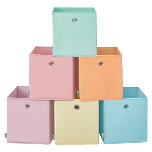SONGMICS Caja de Almacenaje, Juego de 6, Plegables, 30 x 30 x 30 cm