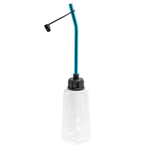 Laroal Botella de aceite para llenado de combustible, color blanco, 250 cc, 250 ml, botella de plástico para recarga y pajita de aluminio para modelo de coche RC a escala completa