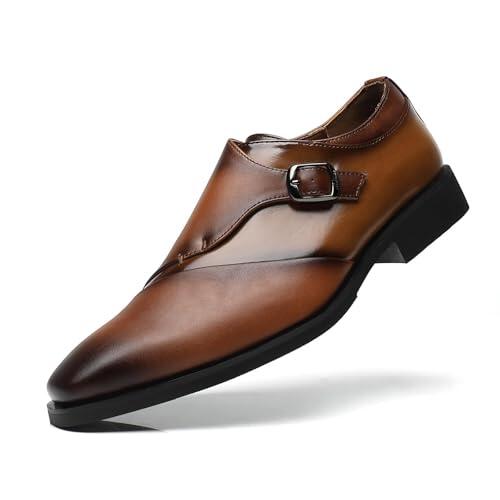 SANNAX Zapatos de Monje para Hombre Zapatos de Traje, Zapatos de Cuero para Hombre, Zapatos Casuales, Zapatos Comerciales, Zapatos de Boda Oficiales