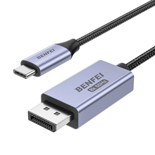 BENFEI - Cable USB C a DisplayPort 1.4 bidireccional de 1,8 m, compatible con 8 K@60 Hz 4 K@240 Hz (Thunderbolt 4 a DisplayPort Cable, DisplayPort to USB C Cable), color gris - No para monitor