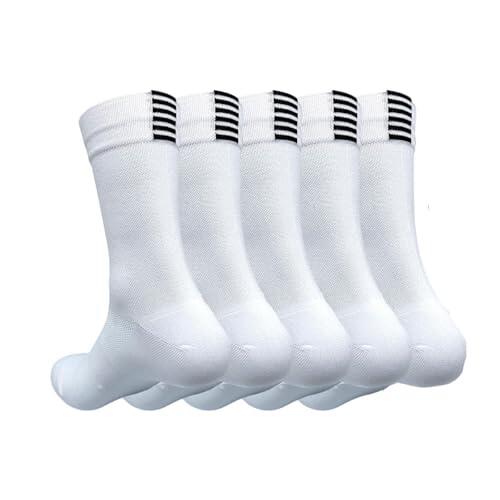 WOLTHID Calcetines de ciclismo para hombre y mujer calcetines de ciclismo para hombre calcetines transpirables para bicicleta de carreras Blanc-5paires