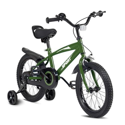 BODIOO Bicicleta infantil de 14 pulgadas, bicicleta para niños y niñas con ruedas estabilizadoras, marco estable, asiento ajustable, freno de mano y freno de contrapedal, adecuado para ciclistas de 94