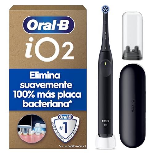 Oral-B iO 2 Cepillo de Dientes Eléctrico con 1 Cabezal, Negro Noche | Cepillo Dental Suave con Encías, 3 Modos de Cepillado, Sensor de Presión, Temporizador, Estuche de Viaje, Embalaje de Cartón