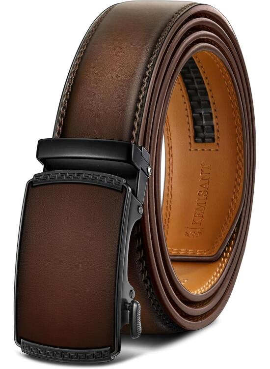 KEMISANT Cinturones Hombre, Automática Cinturón Cuero Hebilla Trinquete 35mm,Tamaño Ajustable