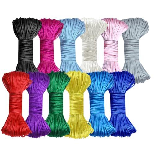 240 Metros Cordones de Seda de Satén, Satén Seda Nailon de 1,5mm, Hilos para Pulseras Cordon, Hacer Pulsera de la Amistad Cordón, Cordón de Nailon Trenzado para Uso de Nudos, Manualidades y Joyas