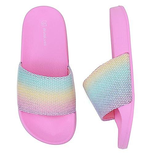 WateLves Chanclas Niña Niño Playa Piscina Zapatillas de Verano Zapatos Chanclas Niña Baño Hogar Ligero Antideslizante Sandalias(arcoíris, 28EU)