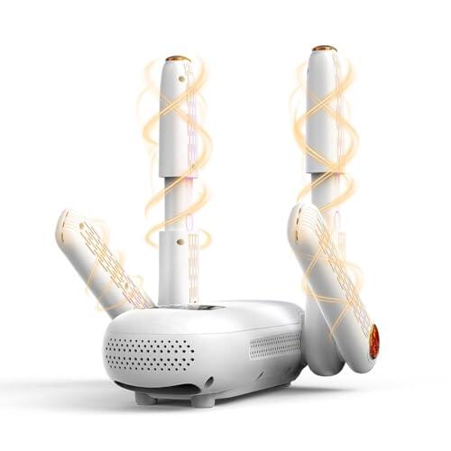 Secador de Zapatos Eléctrico, Secador de Botas, Secador Zapatos de Doble Soporte, Calentador de Zapatos y Botas, Aire Caliente + luz Violeta + Caja de Sal, Triple Antibacteriano