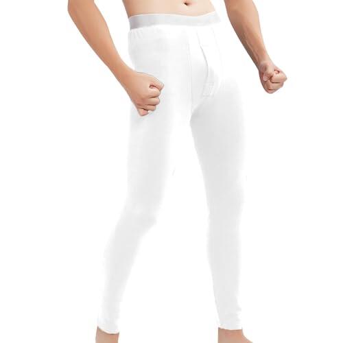 Pantalón largo de invierno para hombre | Pantalón largo de hombre con abertura y forro polar térmico suave interior, leggings, elástico en la cintura, resistente al viento, pantalones térmicos de