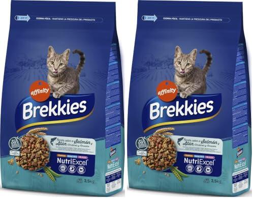 Brekkies Pienso para Gatos con Salmon, Atun y Verduras 3,5kg (Paquete de 2)