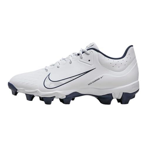 Nike Hyperdiamond 4 Keystone - Tacos de sóftbol para mujer (FZ0920-103, blanco/platino puro/azul marino medianoche), talla 10.5
