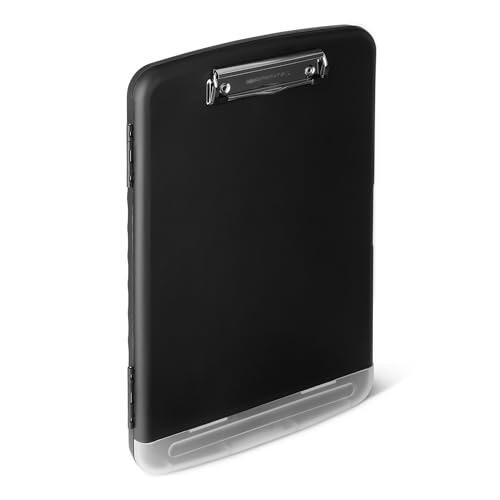 Amazon Basics Portapapeles con almacenamiento, para enfermería, de alta capacidad con soporte para bolígrafos, 1 paquete, 36.5 x 25 x 3.8 cm, A4, Negro
