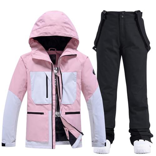 HOTIAN Conjunto de chaqueta y pantalones de esquí para mujer, 2 piezas, traje de esquí para mujer, resistente al agua, cortavientos, invierno, exterior, cálido, esquí, ropa de esquí para mujer, 167