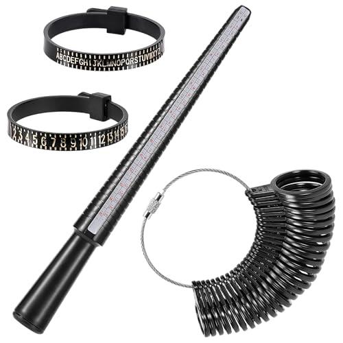 Juego de medidores de anillos de 4 piezas, vara para medir el tamaño de los dedos, instrumento para medir el tamaño de los anillos, ring sizer, adecuado para básculas de la UE, EE. UU. y Reino Unido