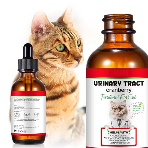 Gotas De Tratamiento De La Infección Urinaria Del Gato,2 Fl Oz Gotas De Reparación De Uti Para Gatos Apoya La Vejiga,Piedra De Riñón, Salud Para El Cuidado De La Orina Para Gatos (1 Botella)
