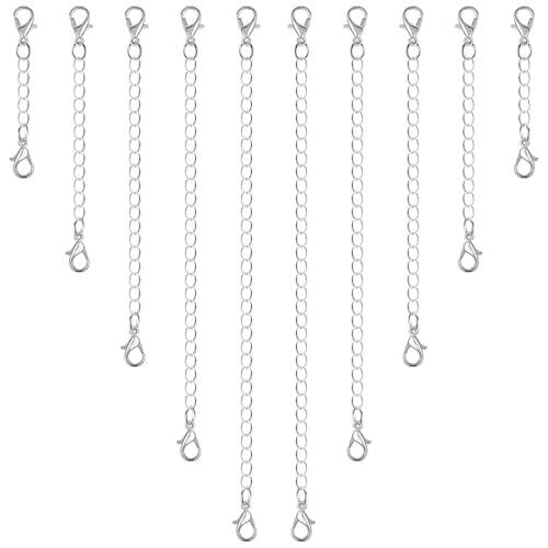 Pack de 10 Cadenas Extensibles de Plata de Ley, Plata Extensores de Cadena para alargar Tus Collares y Pulseras