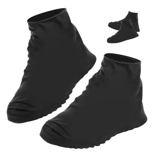 4 Pares Cubrezapatos Impermeables, Silicona Cubre Zapatos Antideslizantes, Cubiertas de Zapatos Reutilizables, Funda Cubre Calzado para Caminos Fangosos Lluvia Nieve (Negro)