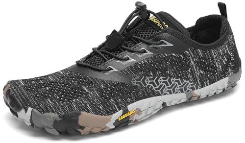 SAGUARO Hombre Mujer Zapatillas Barefoot Minimalistas Calzado de Training Ligeras Cmodas para Caminar Senderismo Ciclismo Trail Running Trekking Playa Agua, Negro Tinta, 43 EU