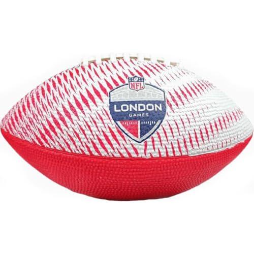 Wilson Balón de Fútbol Americano NFL London Games Tailgate, Diseño Oficial de los London Games, Proporciona Agarre Seguro, Elaborado con Costuras Resistentes, Color: Blanco/Azul/Rojo, Tamaño Junior