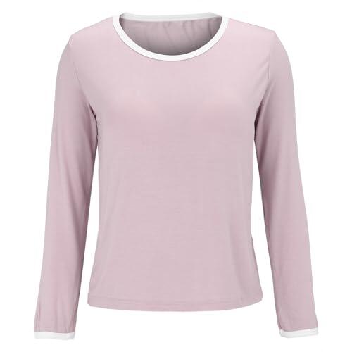 Camiseta de manga larga para mujer, camiseta de pijama de manga larga para mujer, suave, cómoda, camiseta interior atlética, camisetas básicas, camisetas casuales de cuello redondo, camisetas