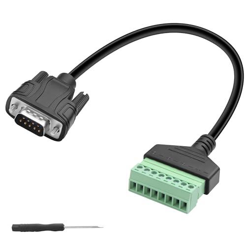 JSADZKJ RS232 DB9 a 8 Pines Cable de extensión Terminal,DB9 Macho a 8 Pines Cable de Tornillo Terminal sin Soldadura DB9 a enchufable de 8 Pines Cable de Monitor sin soldadura-30cm