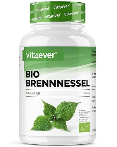 Ortiga orgánica - 240 cápsulas - Altamente dosificado con 1000mg por porción diaria - Extracto de ortiga 10:1 en calidad orgánica certificada - Vegano