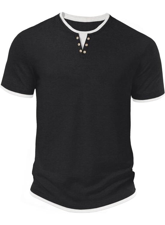 Hisir Camiseta de Verano para Hombre, Manga Corta, Cuello Redondo, Estilo Casual, Clásica, con Bloques de Color
