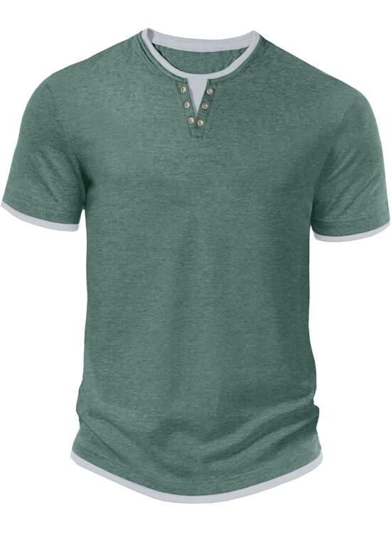 Hisir Camiseta de Verano para Hombre, Manga Corta, Cuello Redondo, Estilo Casual, Clásica, con Bloques de Color