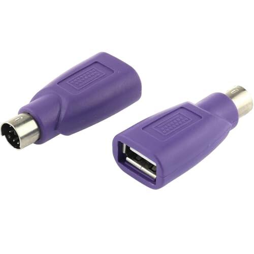 TECHZOCO Adaptador USB a PS2 para Teclado, Convertidor de Dispositivos, Conector Periféricos, Morado, 1 Unidad