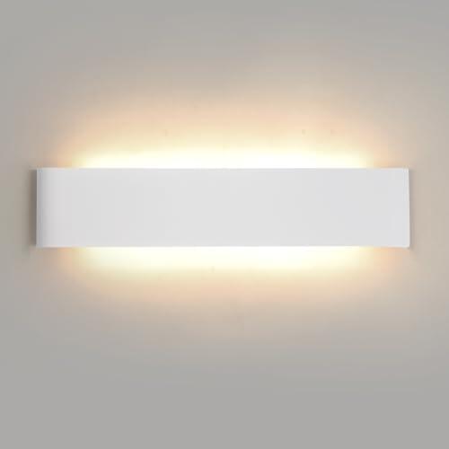 YCZM 1 Piezas 24W Aplique Pared Interior 38CM LED Lampara de Interior Modernos 2880LM Apliques Pared Dormitorio Blanco Luz de Aluminio Lámpara de Pared Interior 3 Temperatura de Color Se puede elegir