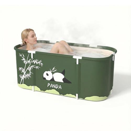 SOONHUA Bañera plegable portátil para adultos, bañera de hidromasaje de pie independiente, bañera gruesa de múltiples capas para interior y exterior, spa caliente, 115 x 50 cm