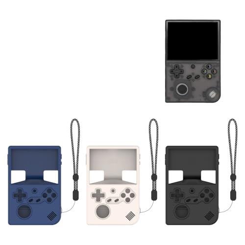 Funda protectora de silicona para consola de juegos ANBERNIC RG40XXV, protección contra caídas, color sólido, a prueba de caídas y polvo, funda protectora con cordón (blanco)
