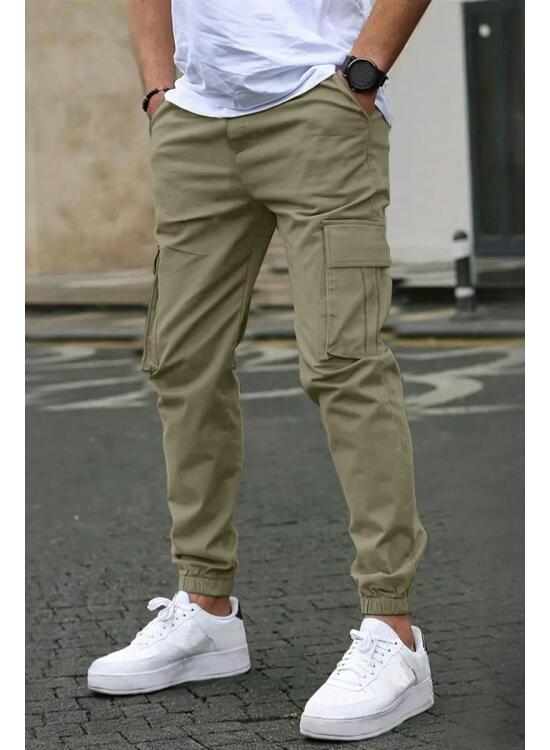 Pantalones cargo para hombre, cintura elástica con múltiples bolsillos, para verano, senderismo, al aire libre