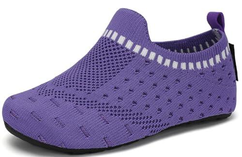 SAGUARO Zapatillas de Estar por Casa Niños Niñas Pantuflas Infantiles Antideslizantes Calcetines Zapatillas de Punto para Interior Exterior, Morado, 18/19 EU