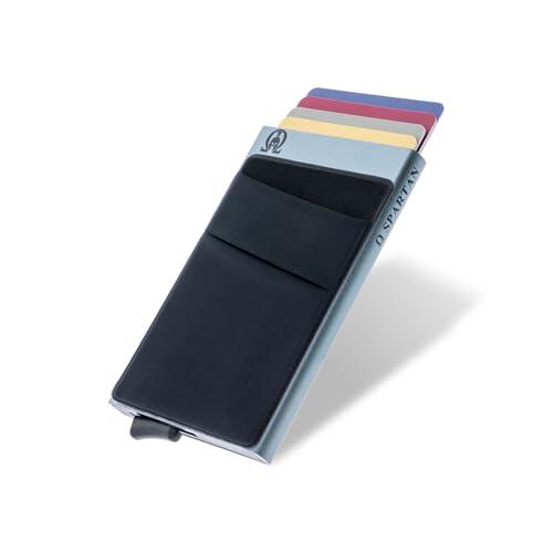 RE® Tarjetero para Hombre con Capacidad de 6 a 8 Tarjetas | Tarjetero Metálico RFID | Cartera Minimalista de Aluminio | Portatarjetas Compacto y Seguro