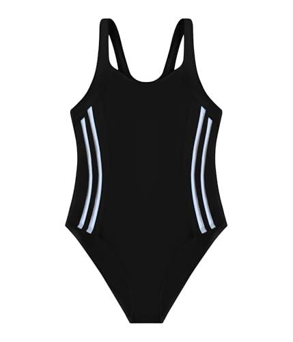 Bañador Deportivo para niñas, Traje de baño de una Pieza, Ropa de baño atlética con Tirantes Gruesos para niños de 8 a 16 años (10-12 Years, LA638-Black)