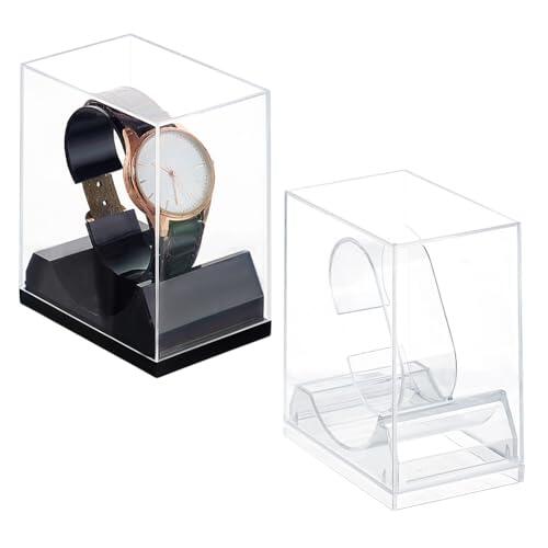 PH PandaHall Caja de reloj de 2 colores, soporte de reloj individual, soporte de acrílico para pulsera, soporte organizador de joyas, soporte organizador de relojes para el día del padre, hombres y