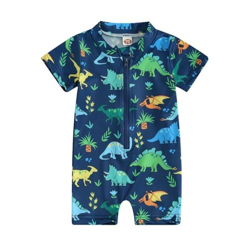 HAGOT Bañador de Una Pieza para Bebé Recién Nacido, Traje de Baño para Bebé, Bañador con Cremallera, Pieza Manga Corta Bañadores, 3-6 Meses
