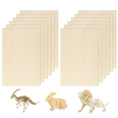 12 Piezas Madera de Balsa Fina, Madera Contrachapada 300x200x2mm, Para Proyectos de Láser,proyectos de Manualidades, Tallado y Construcción de Modelos de Barcos