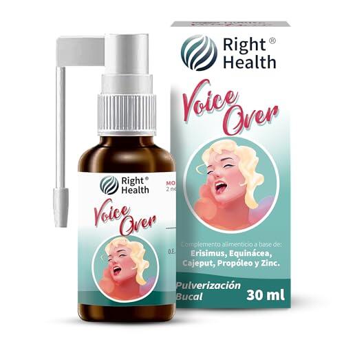 VOICE OVER: Spray Voz y Garganta. Para cantantes, faringitis, garganta cansada, afonia, bienestar de las cuerdas vocales. 30 ml con Erisimo, Equinácea, Propóleo y Cajeput Sin gluten, sabor limón